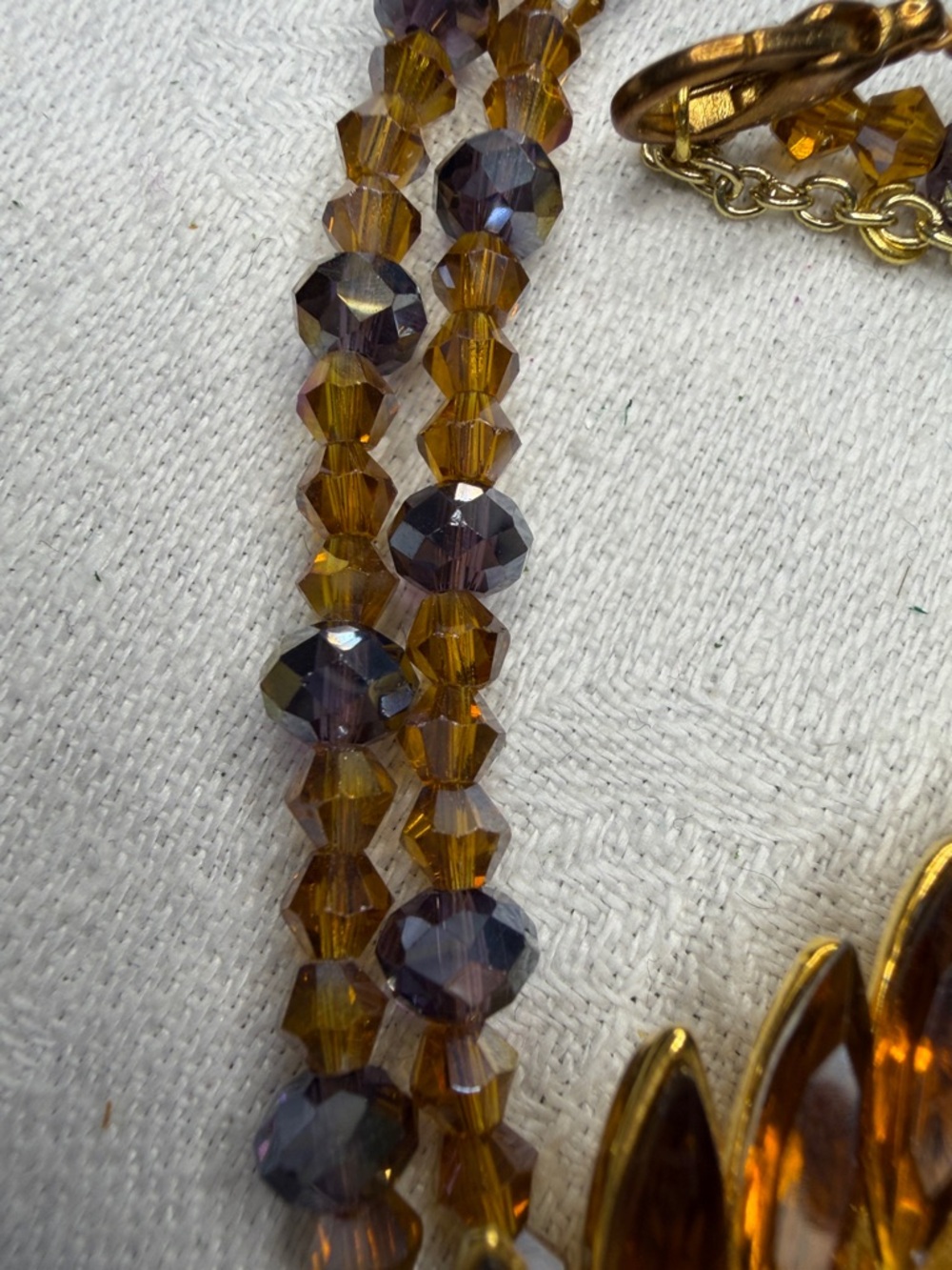 Gold Amber Crystal Statement Necklace & Earrings - Picture 6 of 6